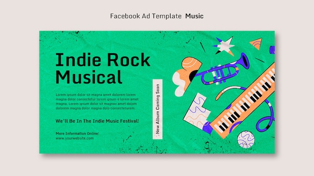 Bezpłatny plik PSD szablon promocji w mediach społecznościowych z indie rockowym zespołem muzycznym