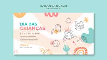 Bezpłatny plik PSD szablon promocyjny dia das criancas w mediach społecznościowych z rysunkami