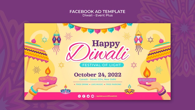 Szablon promocyjny festiwalu Diwali w mediach społecznościowych