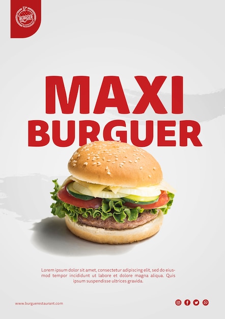 Bezpłatny plik PSD szablon reklamy burger ze zdjęciem