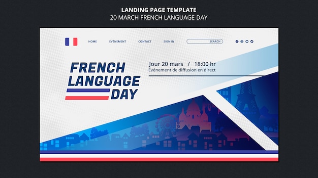 Szablon Sieci Web Dnia Języka Francuskiego