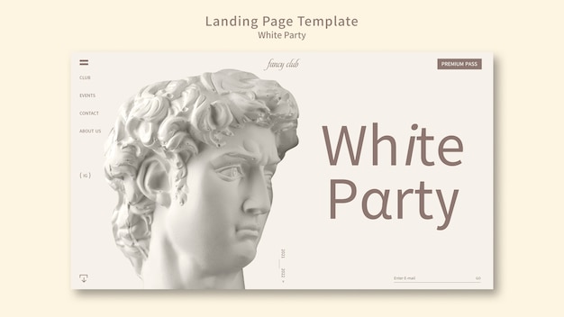 Bezpłatny plik PSD szablon strony docelowej dla białej imprezy