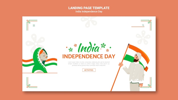 Bezpłatny plik PSD szablon strony docelowej dnia niepodległości indii