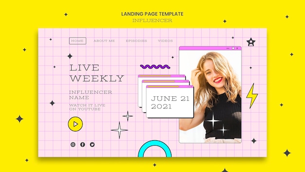 Bezpłatny plik PSD szablon strony docelowej influencera