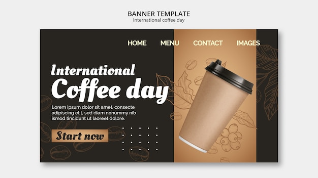 Bezpłatny plik PSD szablon strony docelowej międzynarodowego dnia kawy