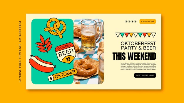 Bezpłatny plik PSD szablon strony docelowej na obchody festiwalu piwa oktoberfest