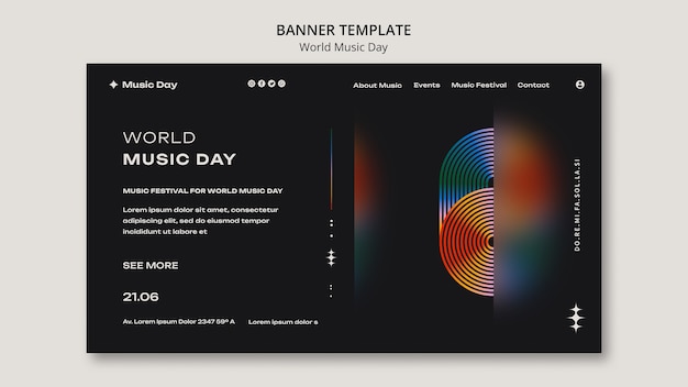 Bezpłatny plik PSD szablon strony docelowej na obchody światowego dnia muzyki