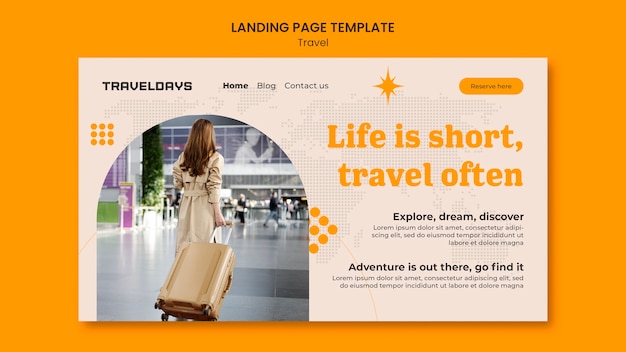 Bezpłatny plik PSD szablon strony docelowej przygody podróżniczej