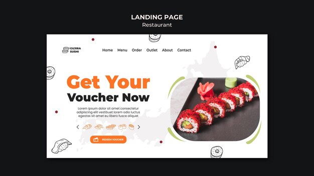 Szablon strony docelowej restauracji sushi