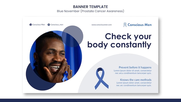 Bezpłatny plik PSD szablon strony docelowej świadomości raka prostaty z niebieskimi szczegółami