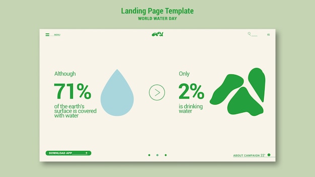 Bezpłatny plik PSD szablon strony docelowej światowego dnia wody