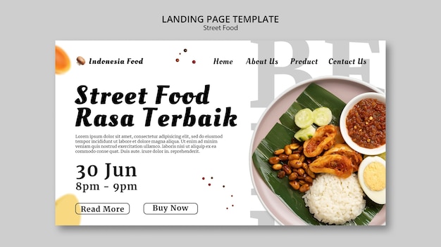 Bezpłatny plik PSD szablon strony docelowej ulicznego festiwalu żywności