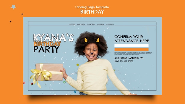 Bezpłatny plik PSD szablon strony docelowej uroczystości urodzinowych