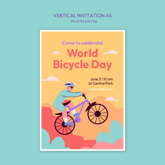 Bezpłatny plik PSD szablon świętowania światowego dnia rowerów