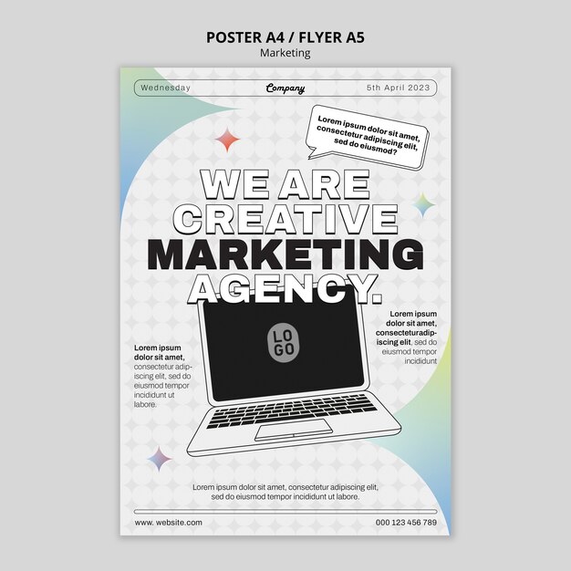 Szablon szablonu marketingu Płaska konstrukcja