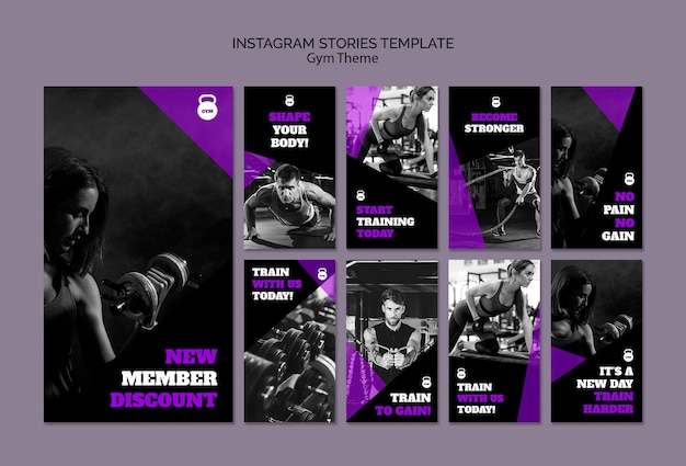 Szablon tematu instagram historie tematu siłowni