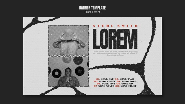 Szablon transparent albumu muzycznego z efektem kurzu