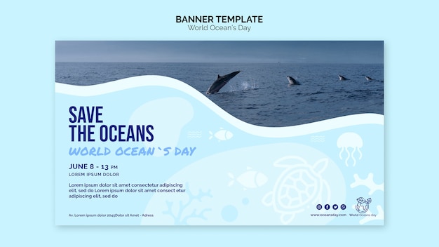 Bezpłatny plik PSD szablon transparent dzień oceanu świata