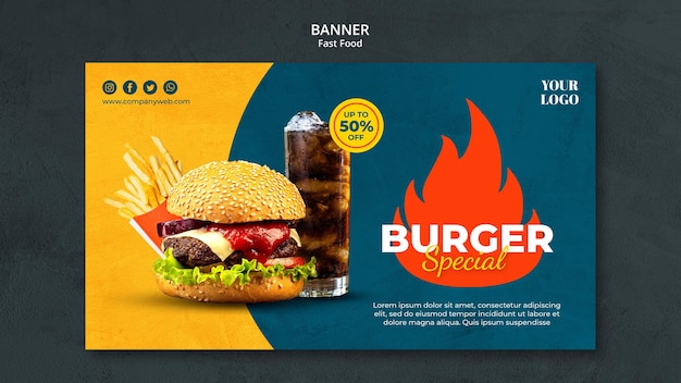 Bezpłatny plik PSD szablon transparent fast food
