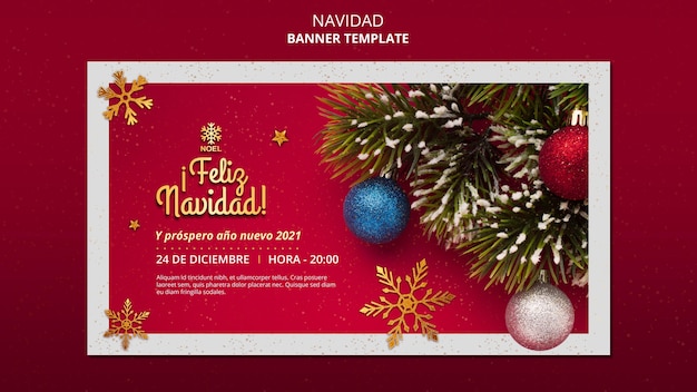 Bezpłatny plik PSD szablon transparent feliz navidad ze zdjęciem