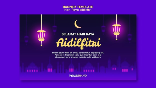 Szablon Transparent Hari Raya Aidilfitri Z Latarniami I Księżyc