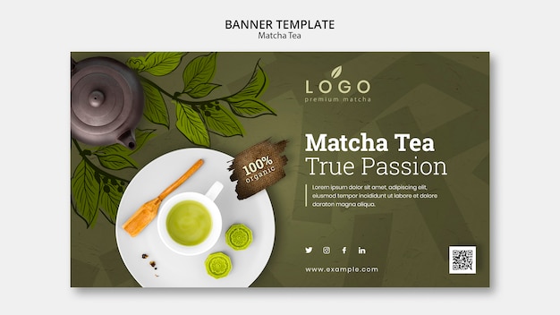 Bezpłatny plik PSD szablon transparent herbaty matcha