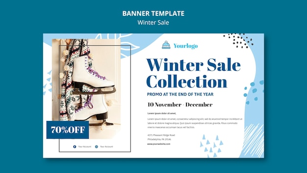 Bezpłatny plik PSD szablon transparent kolekcji zimowej sprzedaży