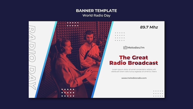 Szablon Transparent Na światowy Dzień Radia Z Męskim Nadawcą