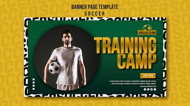 Bezpłatny plik PSD szablon transparent obozu szkoleniowego piłki nożnej