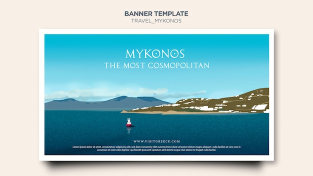 Szablon transparent podróży mykonos