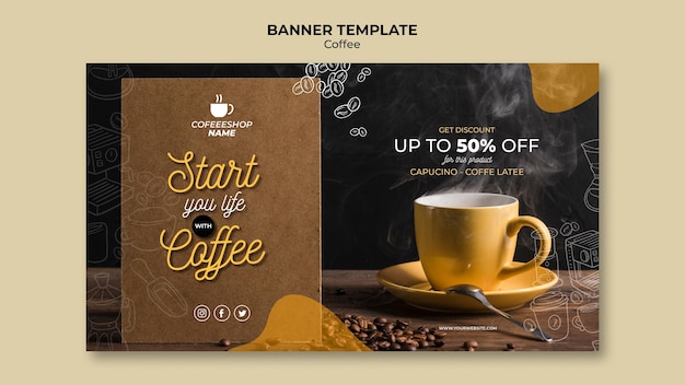 Bezpłatny plik PSD szablon transparent promocji kawy
