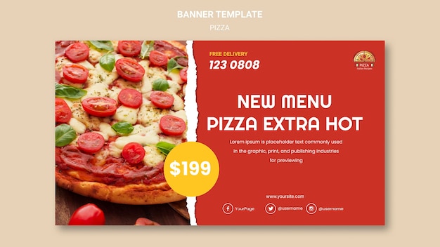 Bezpłatny plik PSD szablon transparent restauracja pizzy