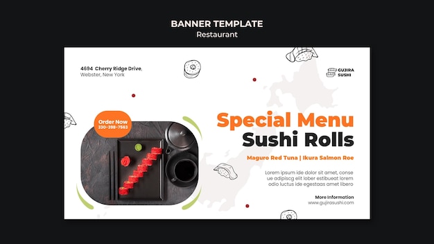 Bezpłatny plik PSD szablon transparent restauracji sushi rolki