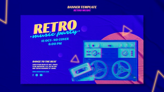 Bezpłatny plik PSD szablon transparent retro party muzyka