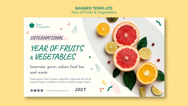 Bezpłatny plik PSD szablon transparent rok owoców i warzyw