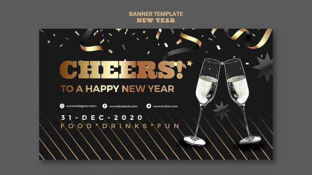 Bezpłatny plik PSD szablon transparent strony szczęśliwego nowego roku