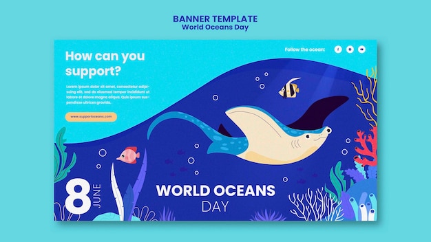 Bezpłatny plik PSD szablon transparent światowy dzień oceanu