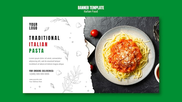 Bezpłatny plik PSD szablon transparent włoskie jedzenie