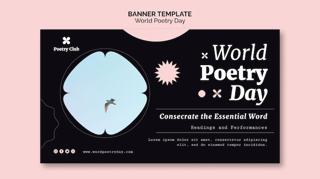 Bezpłatny plik PSD szablon transparent wydarzenia światowego dnia poezji