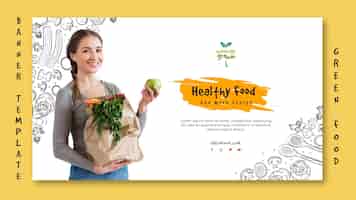 Bezpłatny plik PSD szablon transparent zdrowej żywności ze zdjęciem