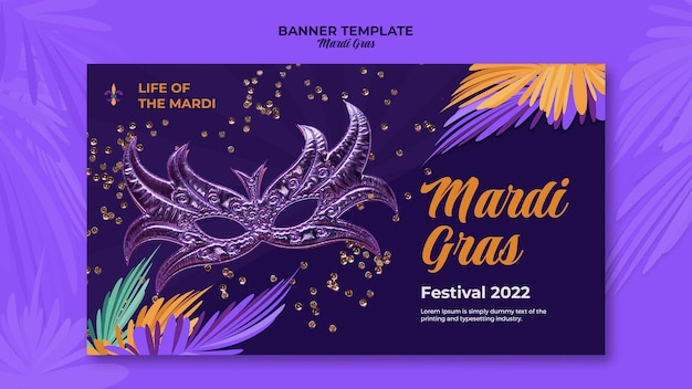 Szablon transparentu festiwalu Mardi gras z maską