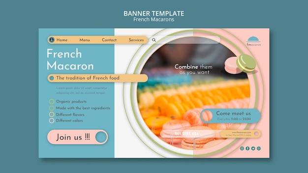 Bezpłatny plik PSD szablon transparentu francuskich makaroników