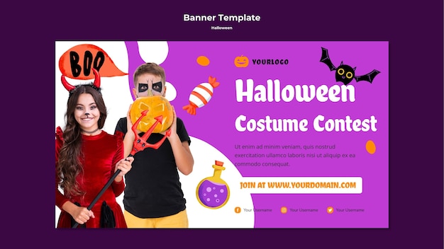 Bezpłatny plik PSD szablon transparentu konkursu na kostium na halloween