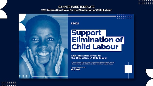 Bezpłatny plik PSD szablon transparentu na międzynarodowy rok eliminacji pracy dzieci