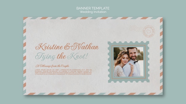 Bezpłatny plik PSD szablon transparentu pocztówki ślubnej