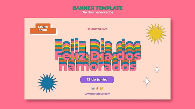 Bezpłatny plik PSD szablon transparentu poziomego dia dos namorados celebration