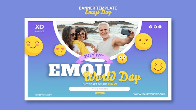 Szablon transparentu poziomego dnia emoji
