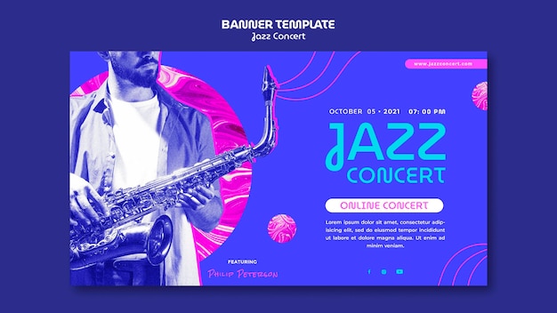 Bezpłatny plik PSD szablon transparentu poziomego koncertu jazzowego