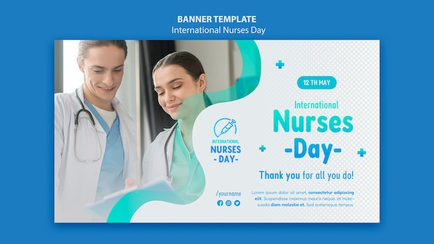 Bezpłatny plik PSD szablon transparentu poziomego międzynarodowego dnia pielęgniarek