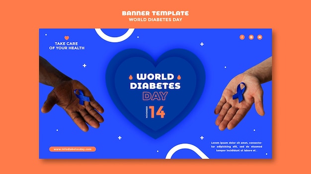Bezpłatny plik PSD szablon transparentu poziomego światowego dnia cukrzycy